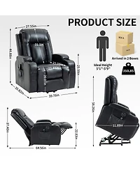 Maison Boucle Faux Leather Power Lift Recliner for Elderly with Massage & Heat, Infinite Position Chair Usb, Cup Holders, Heavy-Duty Base