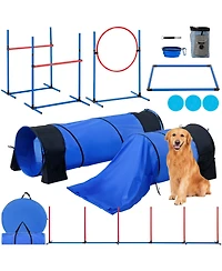 Cozito 7-Piece Dog Agility Training Set with 2 Tunnels & Weave Poles
