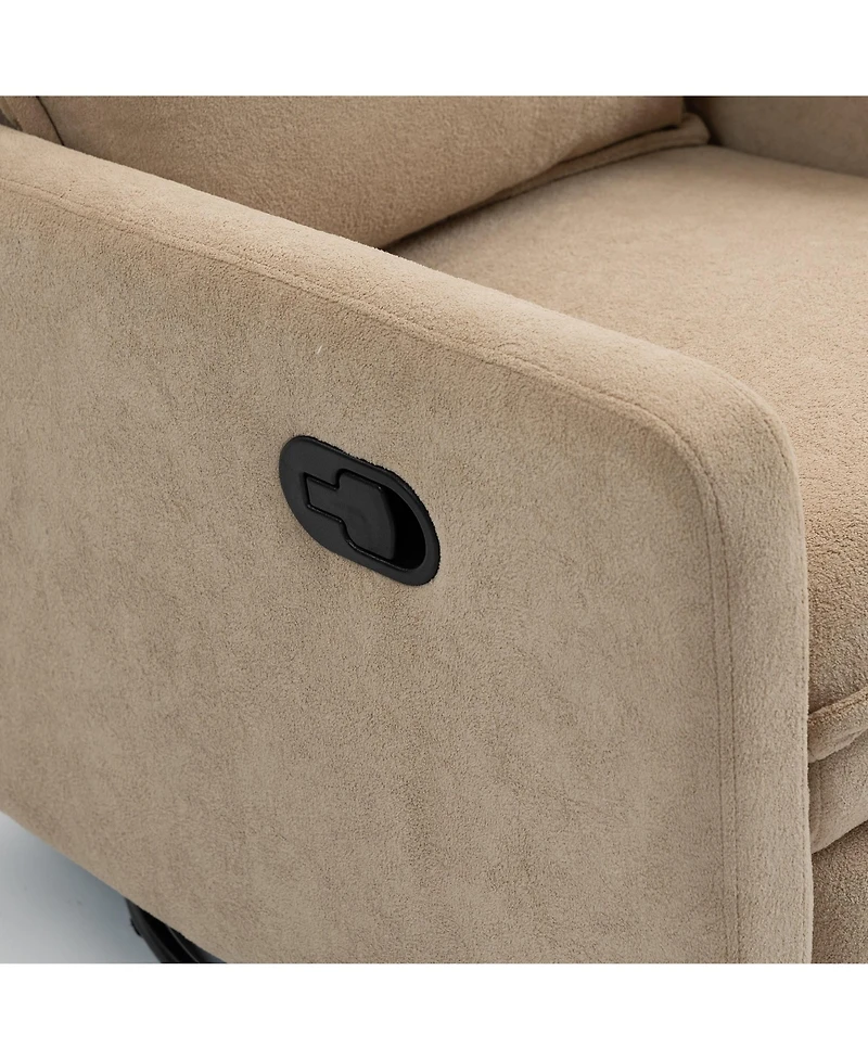 Boyel Living Short Plush Armchair Sofa Manual Button Recliner Chair, Camel