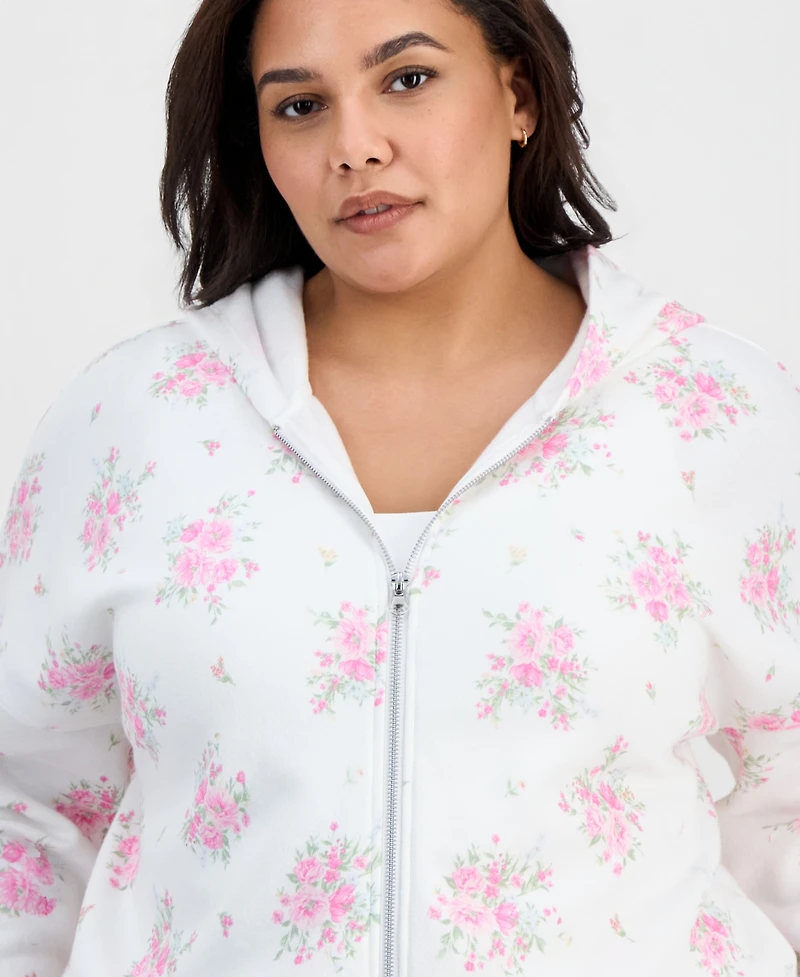 Planet Gold Trendy Plus Printed Zip-Front Hoodie