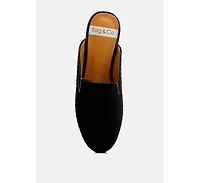 Ouzini Velvet Textured Slip On Mules
