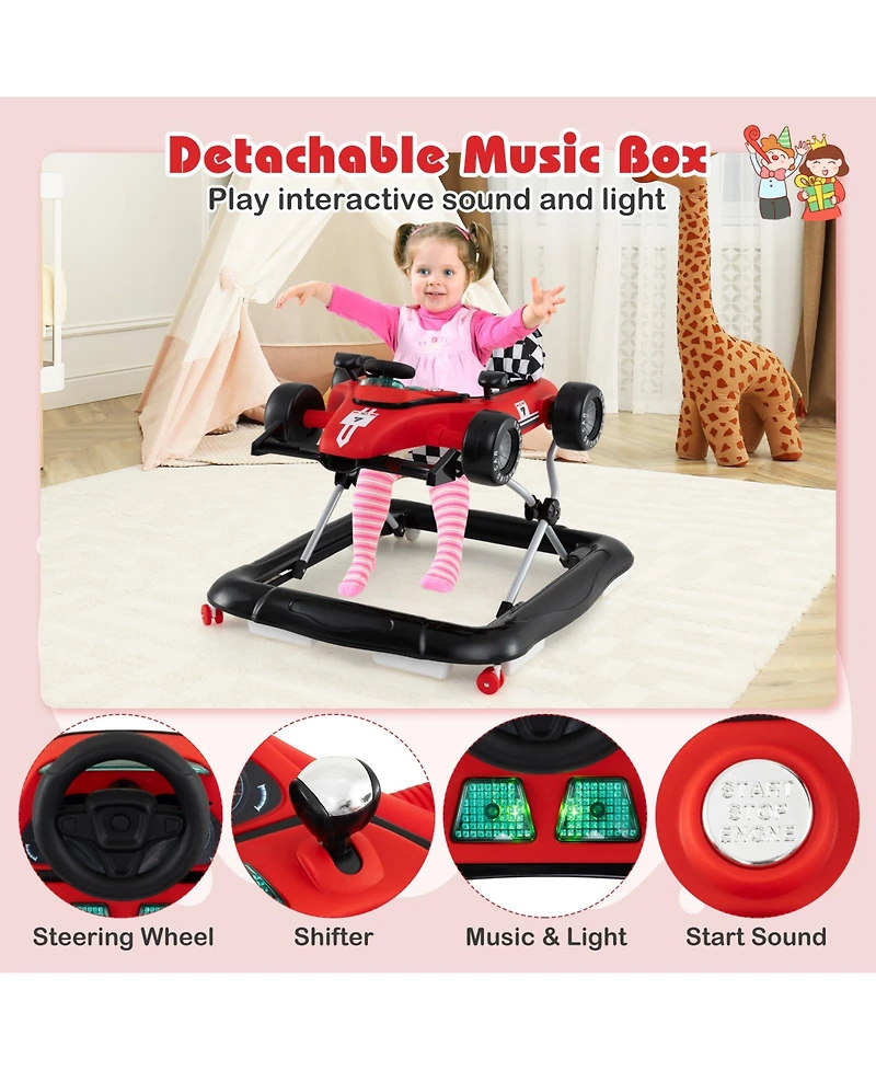 Slickblue Toddler 4-in-1 Push Walker Activity Center Height Adjustable with Music
