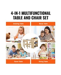 Slickblue Kids Art Table with 2 Chairs Wood Activity Table with Cabinet for Craft and Learning