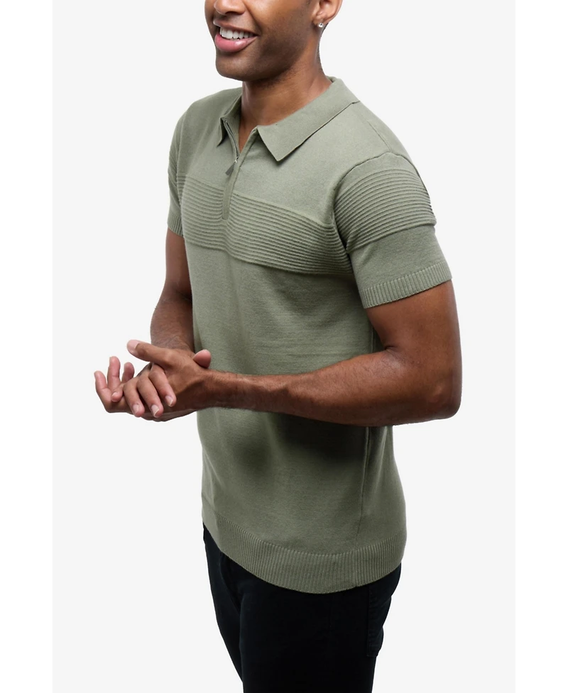 Spring + Mercer Men's Ottoman Texture Short Sleeves Polo Sweater