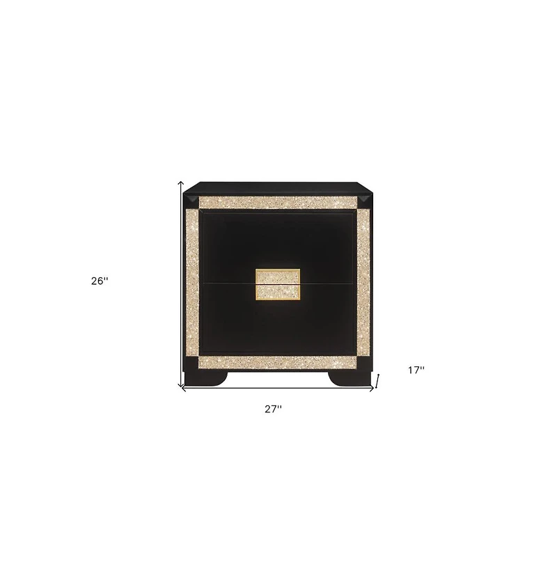 Slickblue 2-Drawer Nightstand with Faux Crystal Accents Bedside Table For Bedroom