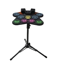 Sugift Roll-Up Electric Drum Set 9 Pads with Stand Pedals Light-Up Sticks