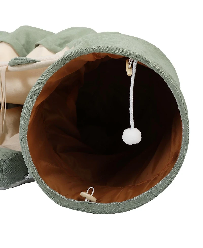 Aostirmotor Cat's Telescopic Tunnel Cushioned Bed in Bright Green