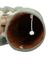 Aostirmotor Cat's Telescopic Tunnel Cushioned Bed in Bright Green