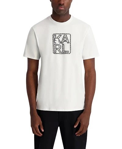 Karl Lagerfeld Paris Men's Solid Logo Tape Crewneck T-Shirt