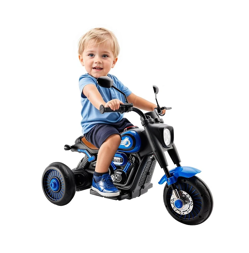 Bruce & Shark 6V 3-Wheel Kids Motorcycle for Ages 1-3, Electric Toy with Light Music