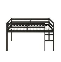 Cesicia Twin Loft Bed with Ladder Rubber Wood Platform Storage Space & Guardrails