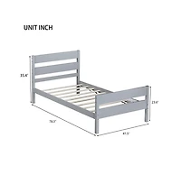 Cesicia Twin Bed with Headboard & Footboard Solid Rubber Wood Space-Saving