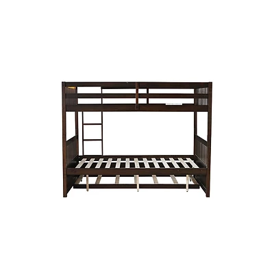 Cesicia Full over Bunk Bed Convertible to 2 Beds Rubber Wood with Ladder & Guardrails