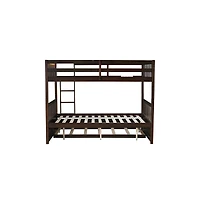 Cesicia Full over Bunk Bed Convertible to 2 Beds Rubber Wood with Ladder & Guardrails