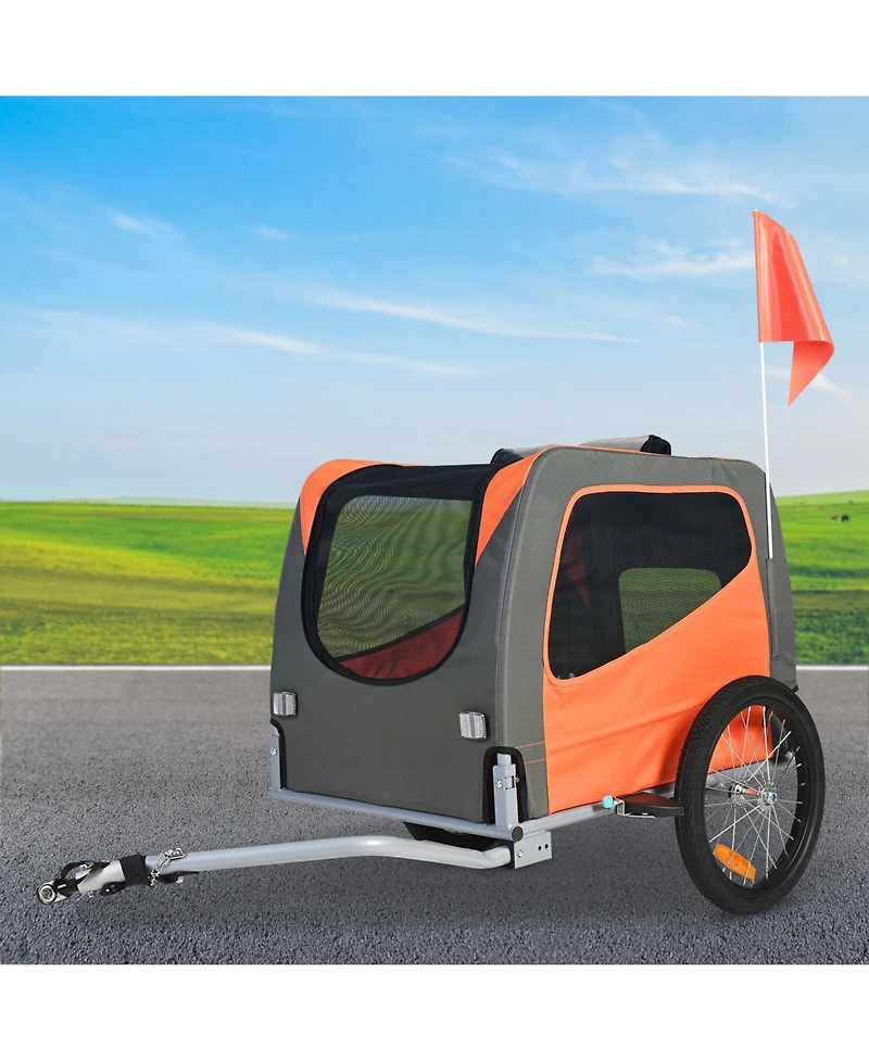 Cozito Foldable Pet Bike Trailer with Universal Coupler, Holds up to 66 lbs., Orange & Gray