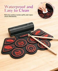 Sugift Kids Roll-Up Electronic Drum Set with Speakers, Headphone Jack & Foot Pedals