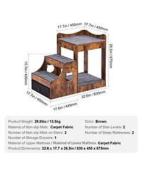 Cozito Pet Bunk Bed & Window Perch with Removable Stairs, Rustic Brown