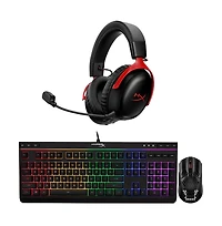 HyperX Pc Gaming Bundle Cloud Iii S Wireless Headset Alloy Core Full-Size Wired Keyboard Pulsefire Haste Wireless Mouse