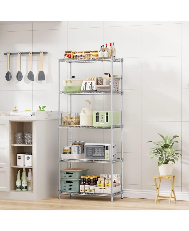 Lovmor 5-Tier 21 in W x 59 in H x 12 in D Height Adjustable Garage Wire Shelving Unit