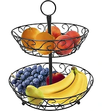 Sorbus 2-Tier Metal Countertop Fruit Basket & Bowl Stand - Stylish Storage for Kitchen & Dining