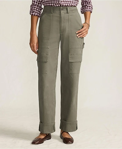 Lands' End Women's Chino Mid Rise Straight Leg Cargo Ankle Pants