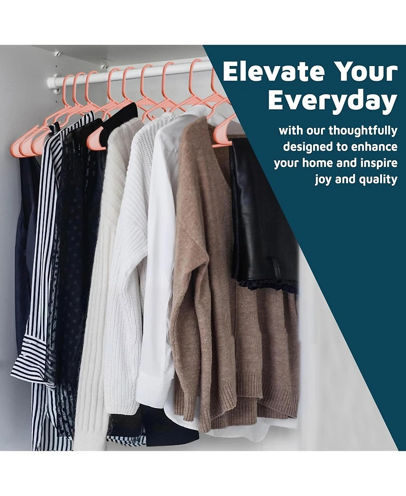 Lifemaster heavy-duty plastic hangers for clothes, dresses & coats non-slip grooves, space-saving design, holds 5 lbs -pack