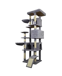 Aostirmotor 84.6 in Dark Gray Cat Tree Tower with Wide Base