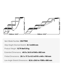 Cozito 4-Step Aluminum Folding Pet Stairs for Cars, Holds up to 250 lbs
