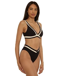 Becca Women's Coast Line Fine Rib Color-Block Swim Top