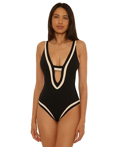 Becca Women's Rib Color-Block One-Piece Swimsuit