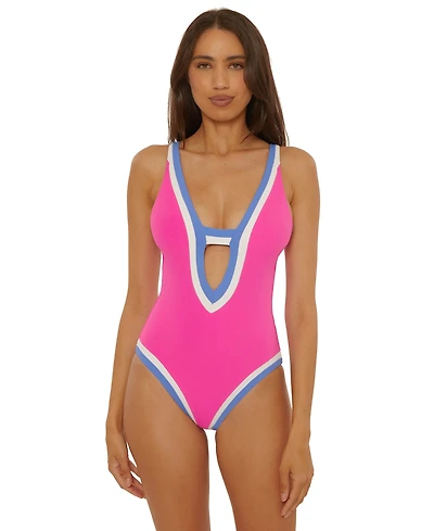 Becca Women's Rib Color-Block One-Piece Swimsuit