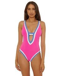 Becca Women's Rib Color-Block One-Piece Swimsuit