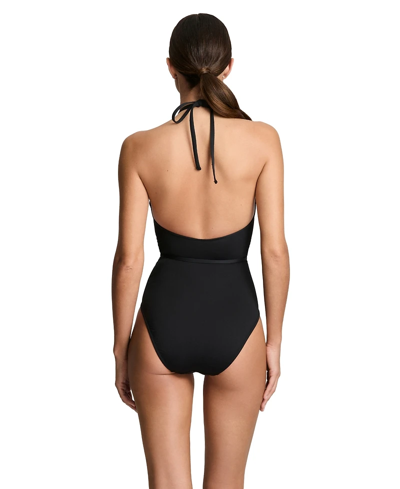 Lauren Ralph Women's Square Hip High Neck One-Piece Swimsuit