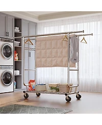 Raybee Clothes Rack Load 630LBS, Heavy Duty Clothes Rack, Rolling Clothing Racks for Hanging Clothes with Wheels, Adjustable & Commercial Garment Rack
