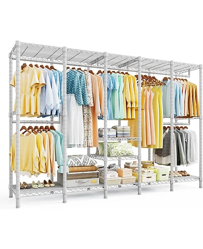 Raybee 88.2" W Clothes Rack Heavy Duty Clothing Racks for Hanging Clothes Freestanding Garment Rack for Bedroom
