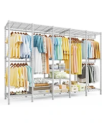 Raybee 88.2" W Clothes Rack Heavy Duty Clothing Racks for Hanging Clothes Freestanding Garment Rack for Bedroom