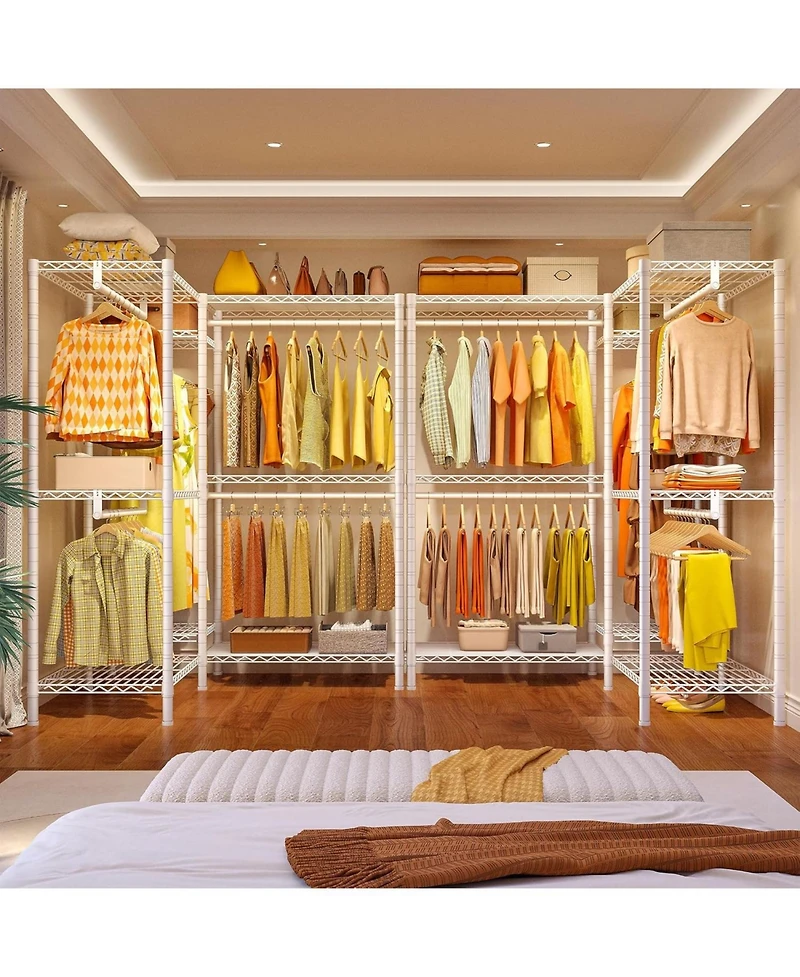 Raybee Clothes Rack,Clothing Racks for Hanging Clothes Heavy Duty,Adjustable Garment Rack with Shelves,rolling clothes rack Max Load