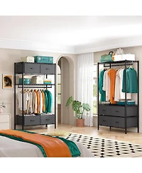 Raybee Clothes Rack with 4 Drawers and Shelves,Heavy Duty Clothing Rack for Hanging Clothes,Portable,Sturdy and Durable