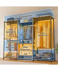 Raybee 900 lbs Load Heavy Duty Freestanding Portable Clothes Rack Closet Organizer