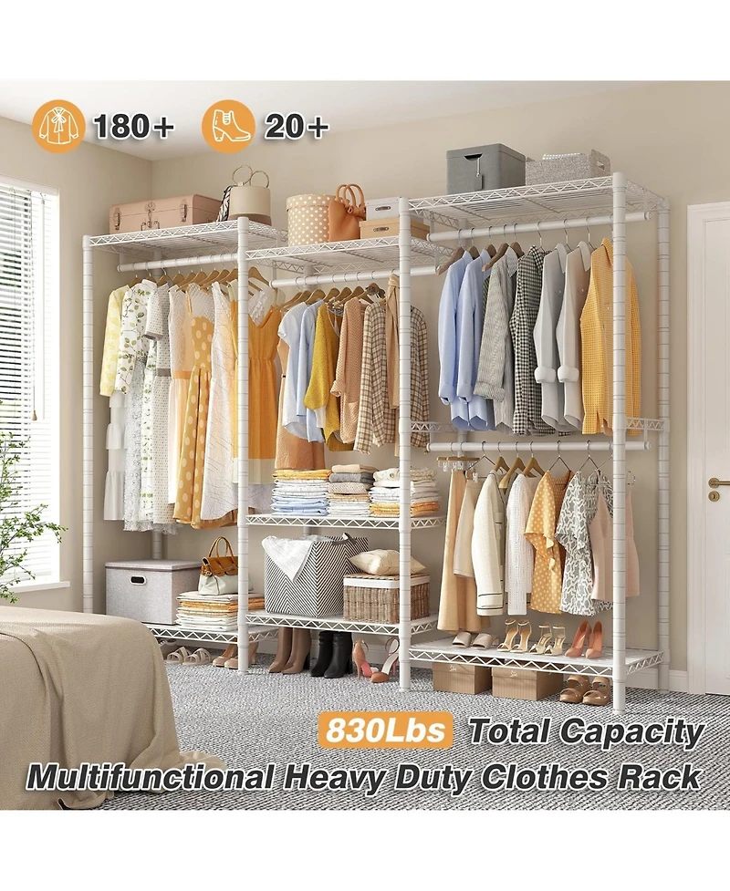 Raybee Heavy Duty Clothes Rack Load 900Lbs, Clothing Rack for Hanging Clothes for Bedroom