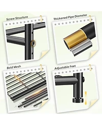 Raybee Portable Closet,Clothes Rack with Hang Rods & 6 Shelves,Clothing Racks for Hanging Clothes,Metal Garment Rack for Bedroom,Large Capacity