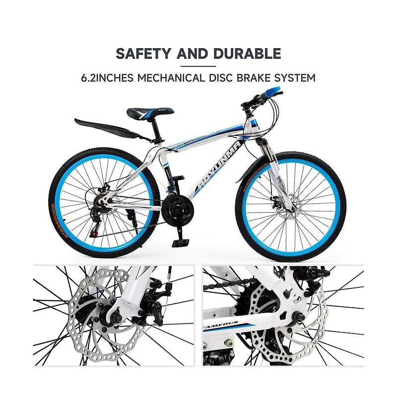 Artudatech 26-Inch 24-Speed Mountain Bike for Adults with Suspension Fork & Dual Disc Brakes, Ready for Adventure