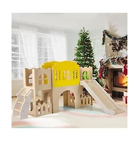 Hongge 7 in 1 Toddler Slide and Climber Set with Basketball Hoop