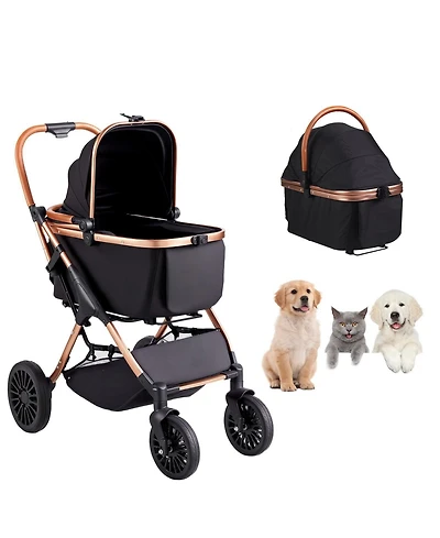 Cozito 4-Wheel Pet Stroller with Detachable Carrier, Holds up to 66 lbs., Black