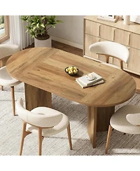 Tribesigns 63" Oval Farmhouse Dining Table for 4-6, Mdf Kitchen Table