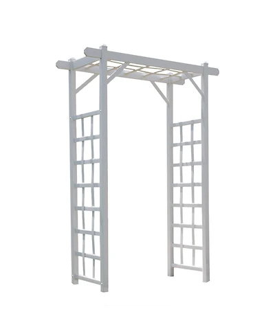 Dura-Trel Inc Dura-Trel Elmwood Arbor 57" x 84" Pvc Outdoor Garden Arch Lattice Trellis, White
