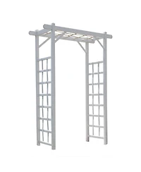 Dura-Trel Inc Dura-Trel Elmwood Arbor 57" x 84" Pvc Outdoor Garden Arch Lattice Trellis, White