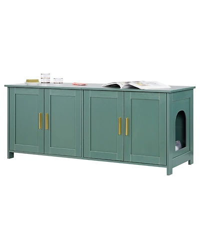 Cozito 47.2" 4-Door Wooden Litter Box Enclosure for Multi-Cats