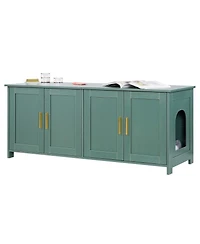 Cozito 47.2" 4-Door Wooden Litter Box Enclosure for Multi-Cats