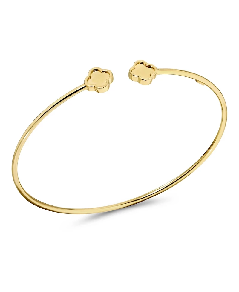 Devata Double Clover Bangle Bracelet in 14K Gold, Fits Small to Medium Wrist, Approx. 3.5 grams.